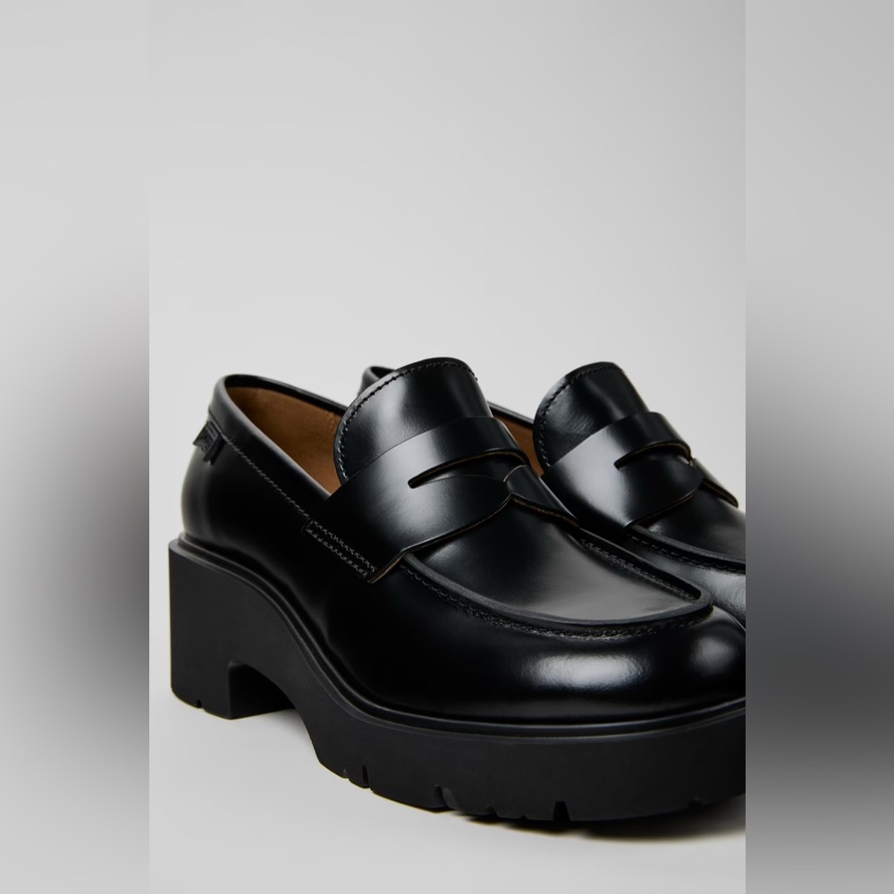 Camper Black Chunky Penny Loafers for Women